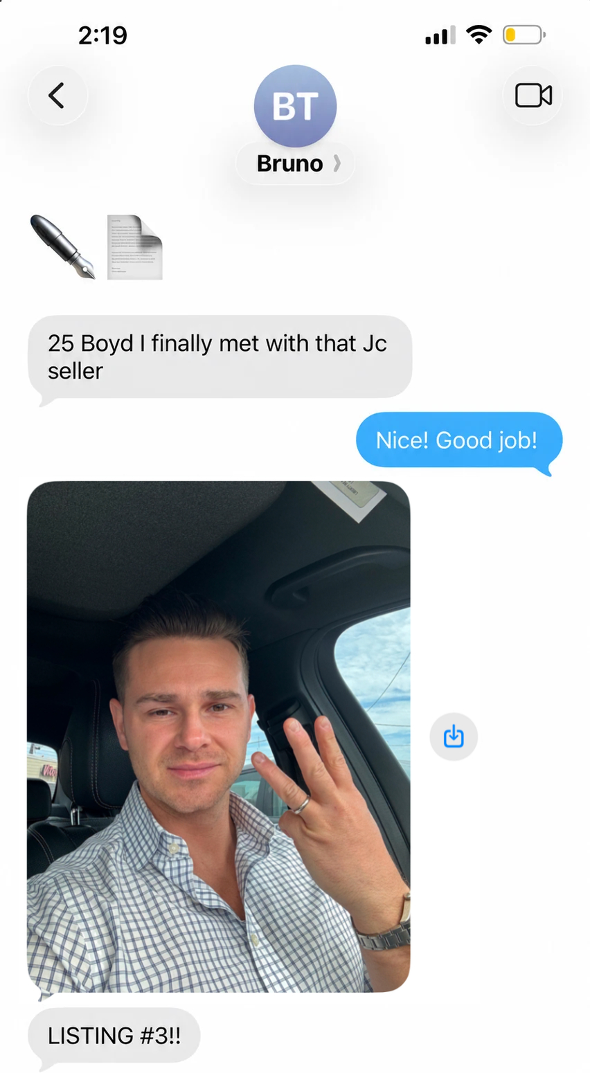 Client text: listing number three signed