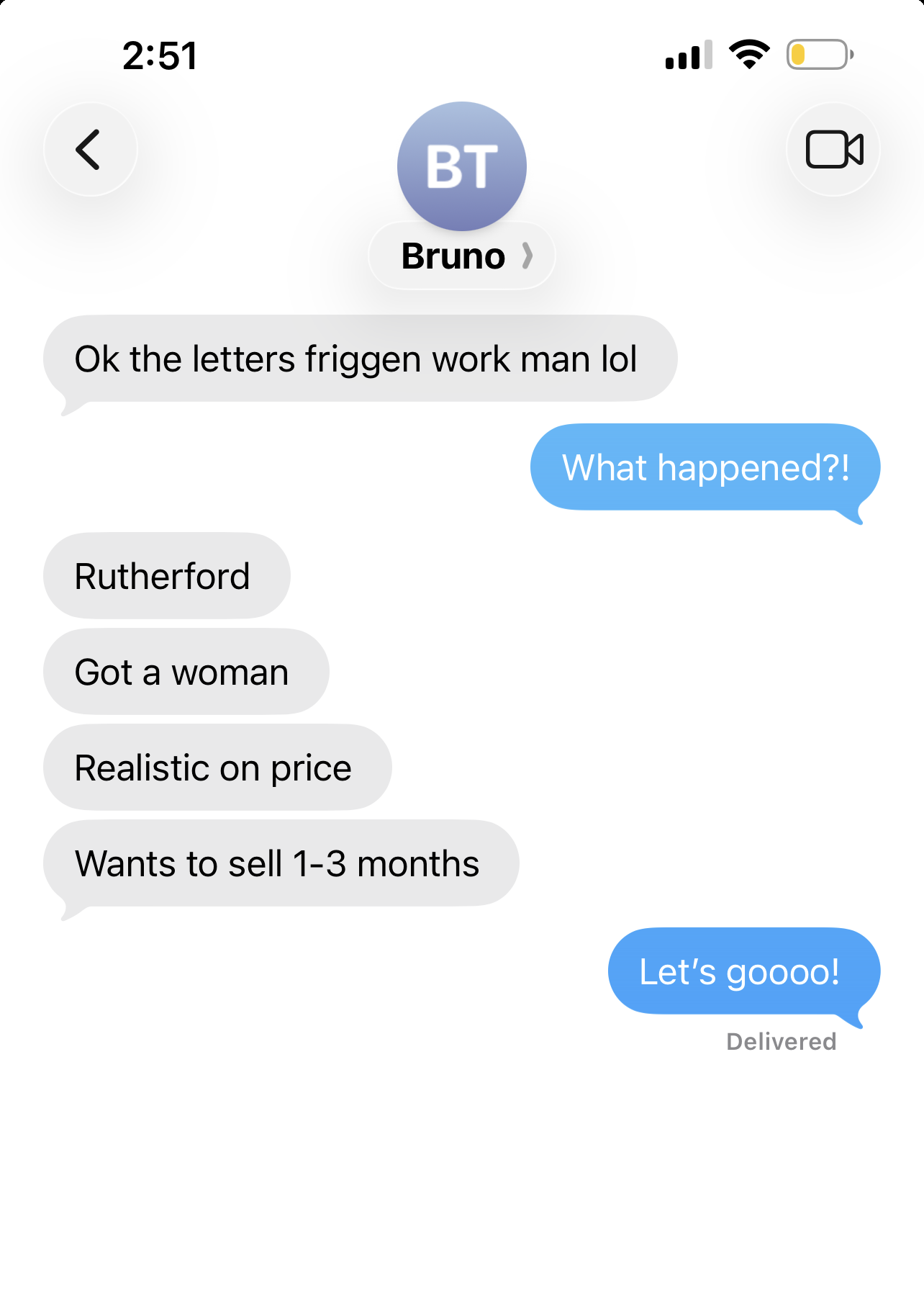 Client text: the letters work