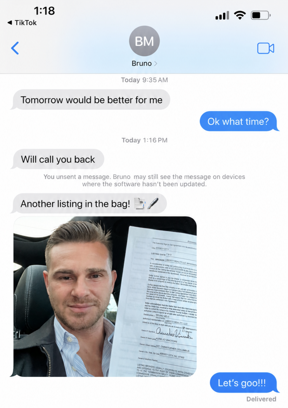 Client holding a signed listing agreement