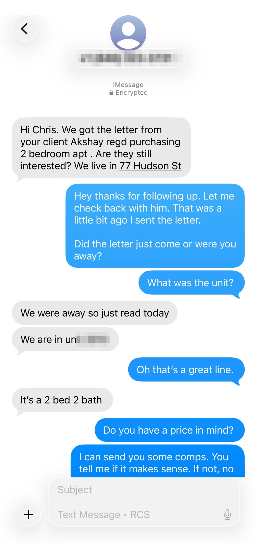 77 Hudson homeowner reply